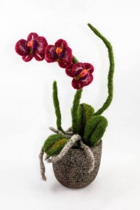 Felt Orchid Sculpture | Handmade Textile Art by Once Again Sam | For Sale on Etsy