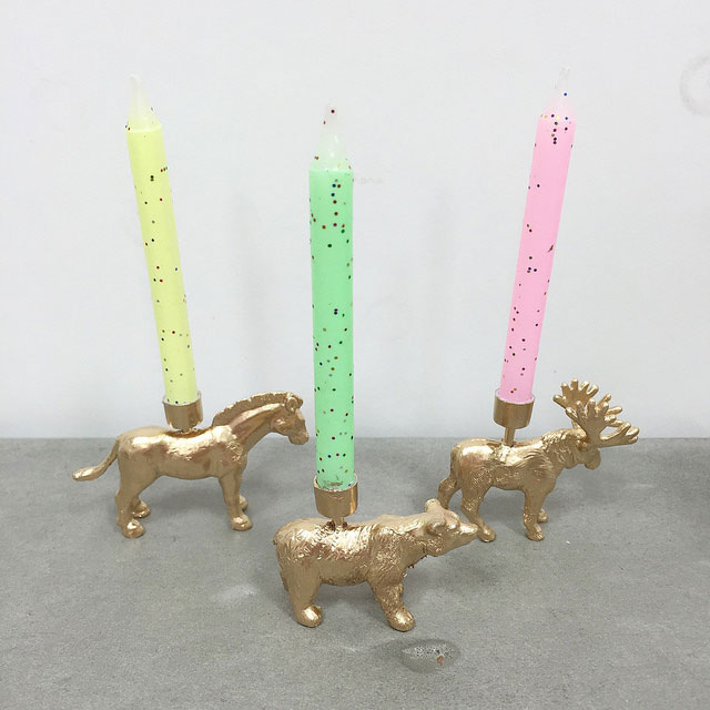 gilded animal candle holders