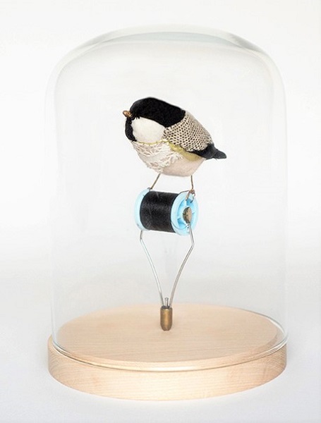 Bird with Spool of Thread and Lightbulb | Lauren Porter Art