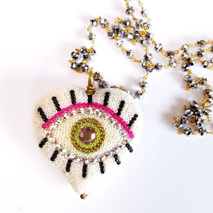 Evil Eye Necklace Jewelry in Houston Brass Thread Handmade Jewelry