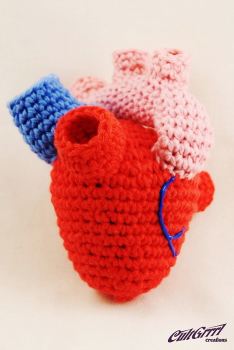 Crochet Heart Knitted Art by Cultgrrrl Creations Pop Shop America Craft Blog