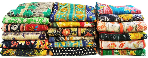 Handstitched Traditional Kantha Quilts Fair Trade Home Goods by Musae Imports