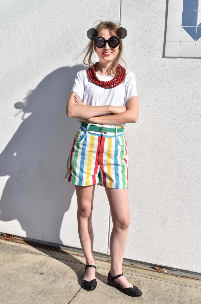 Houston blogger vintage clothing striped shorts Sofia Emm