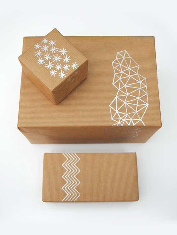 hand-drawn-giftwrap diy packaging ideas pop shop america