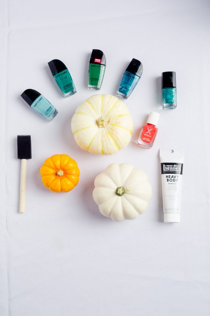 supplies-for-diy-marbled-pumpkins-nail-polish-marbling