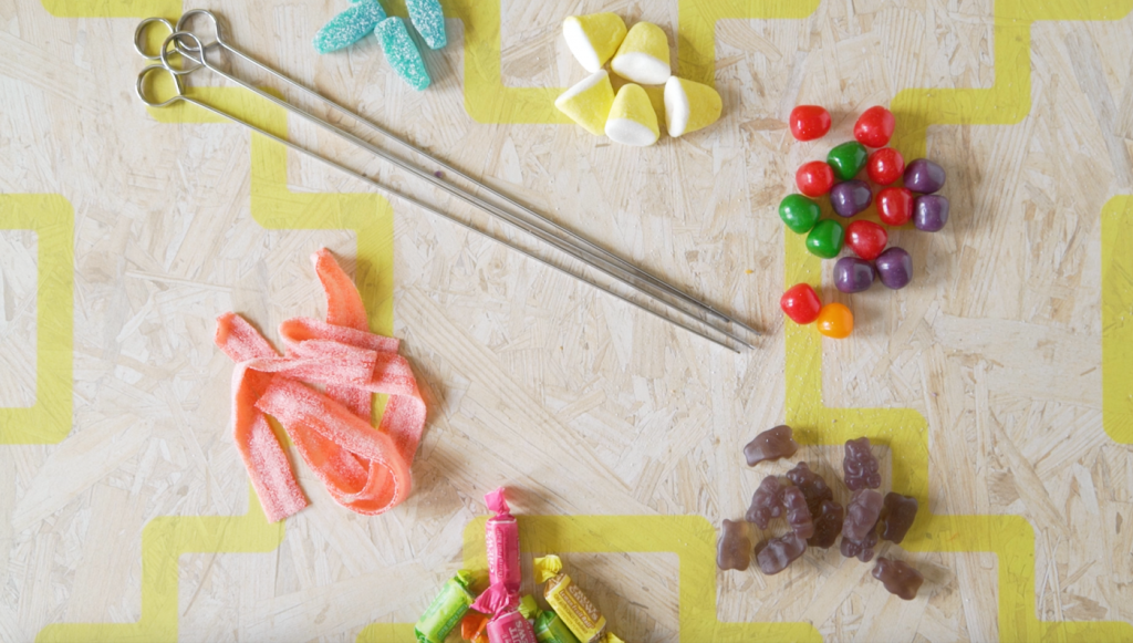 supplies to make rainbow candy skewers pop shop america dessert recipe