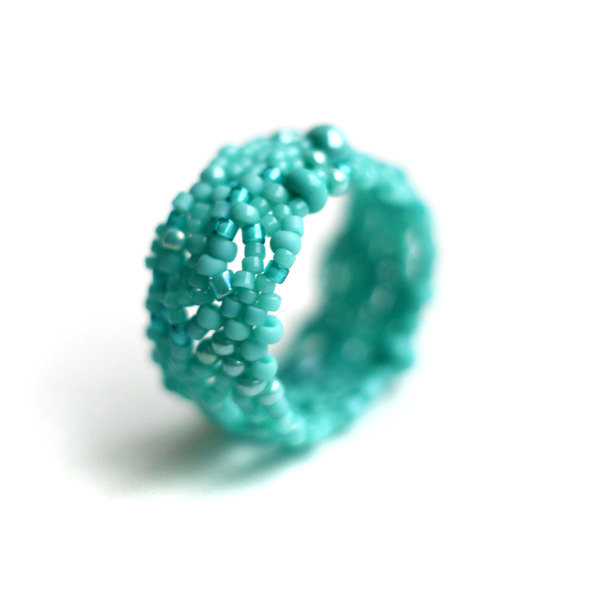 turquoise beaded ring by happy beadworks pop shop america