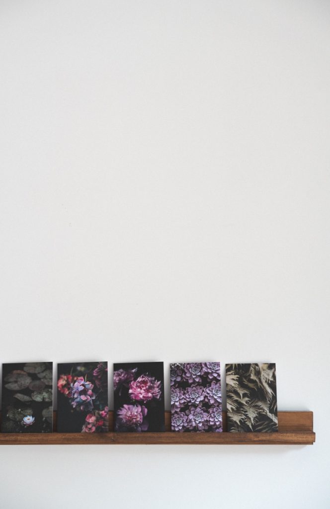 diy art shelf with flower photos pop shop america