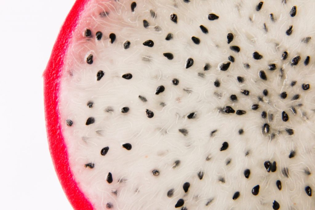 inside of dragonfruit pitaya smoothie bowl recipe