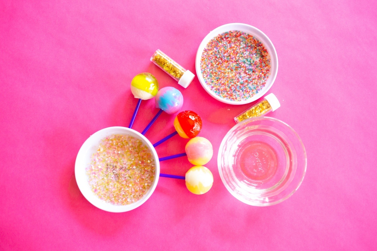 supplies to make glitter dipped lollipops pop shop america