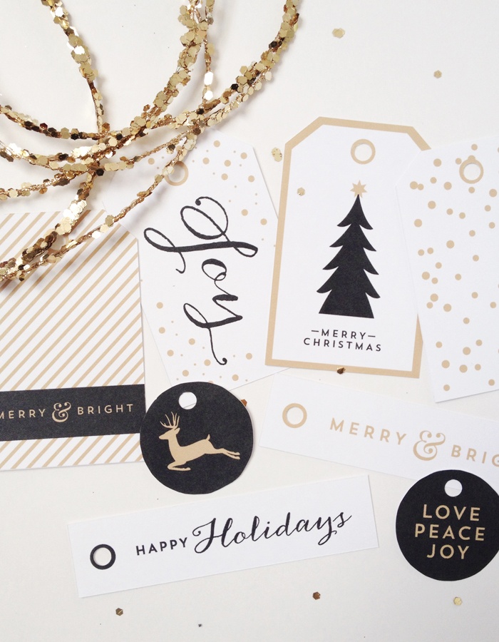 black and gold holiday gift tags