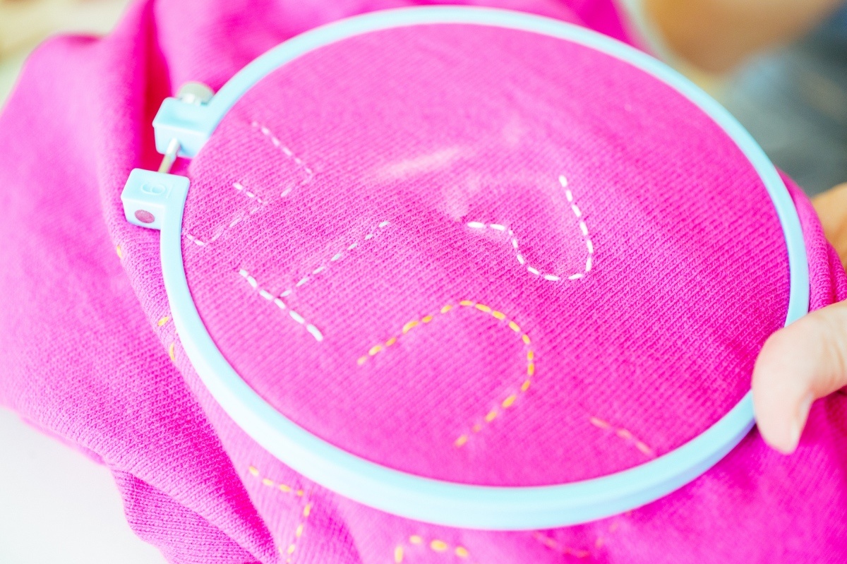stitching a heart embroidered sweater tutorial