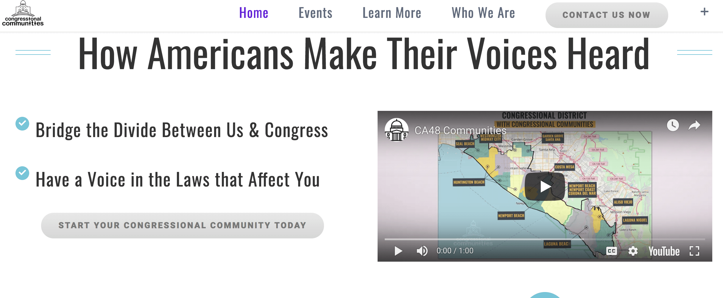 congressional communities website screenshot pop shop america web designers