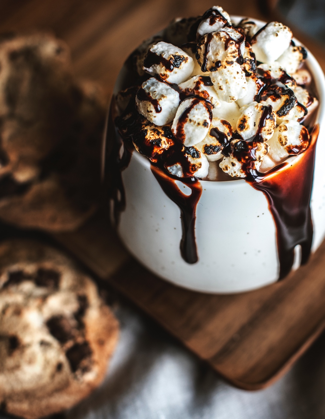 detail of french hot chocolate with toasted marshmallows recipe