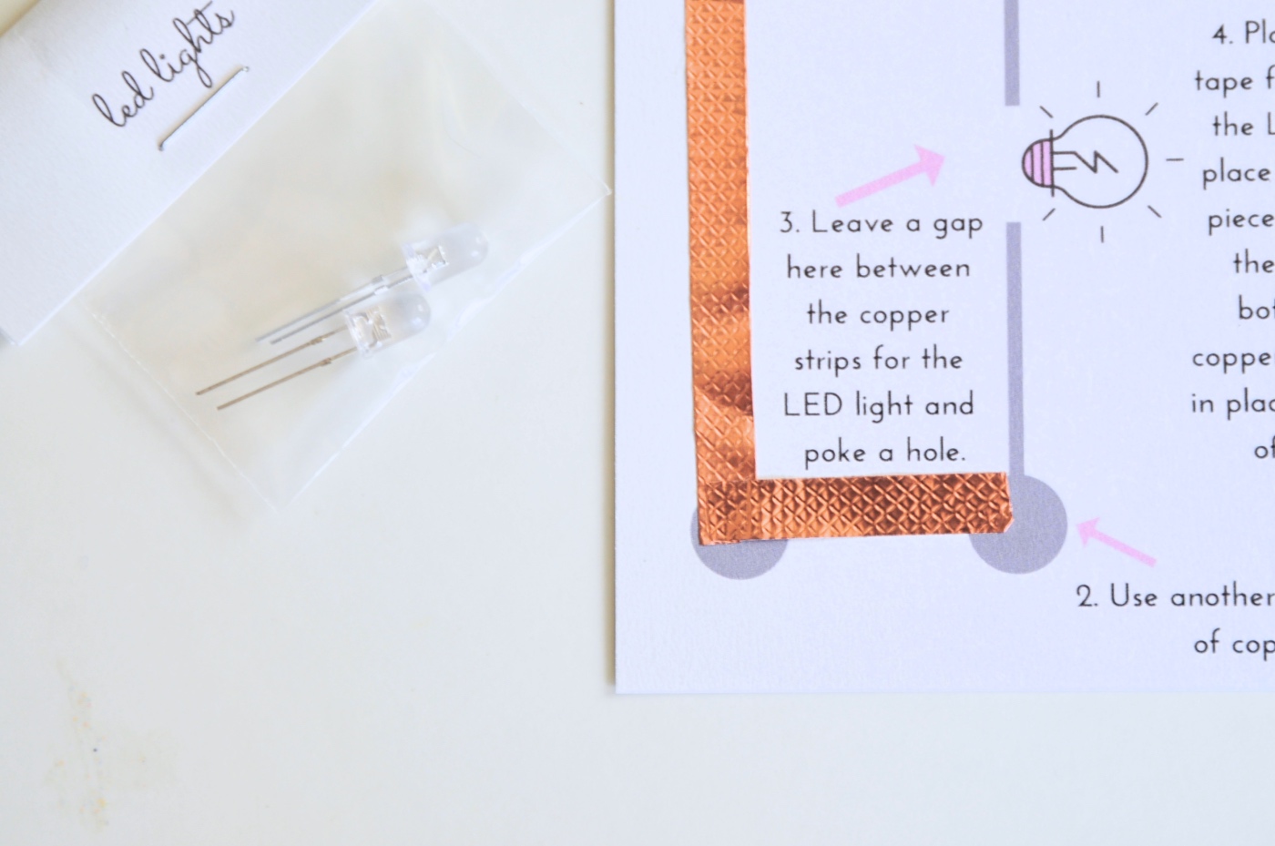 make a corner with copper tape led light circuit