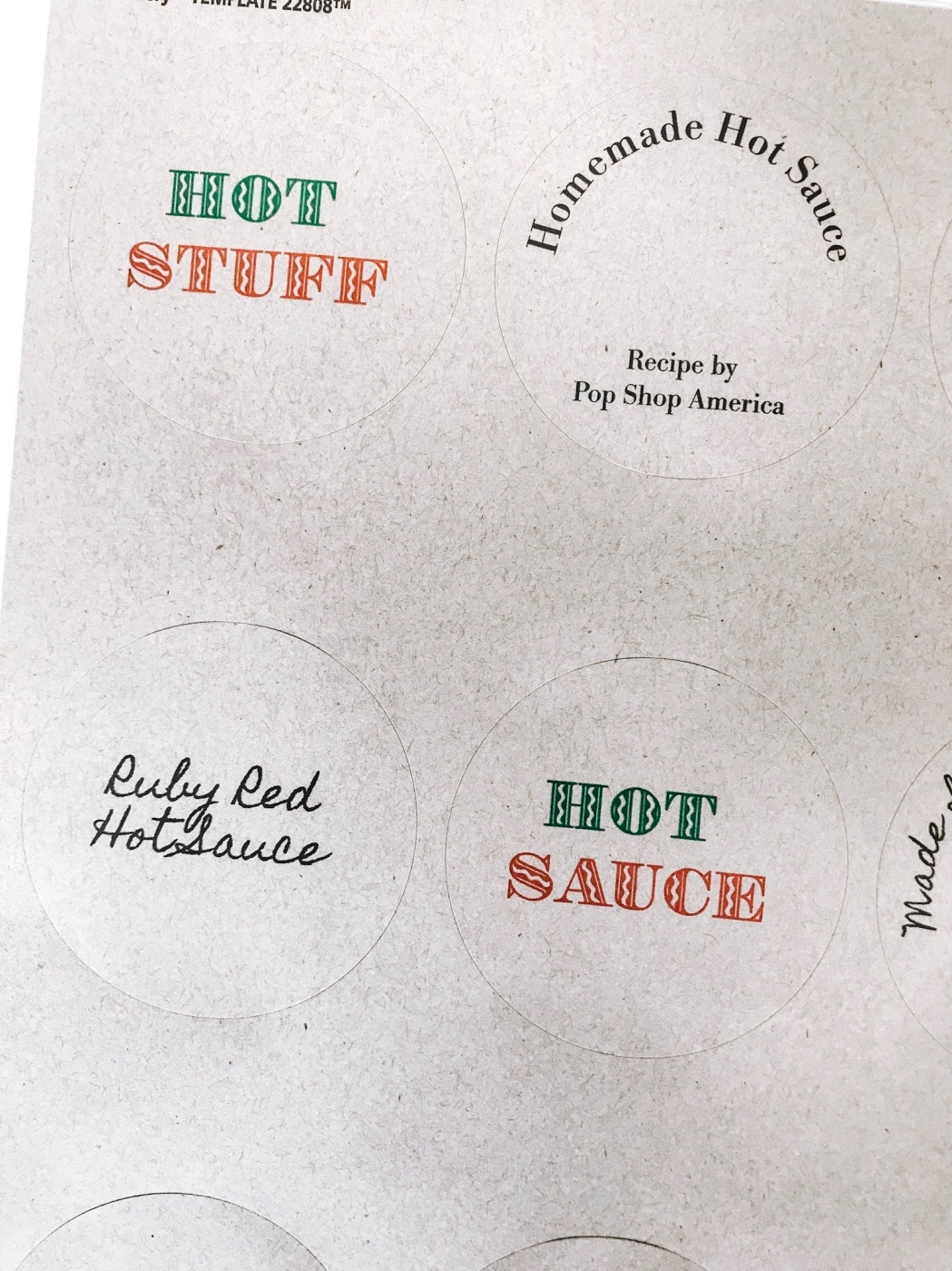 detail of the free printable hot sauce bottle stickers