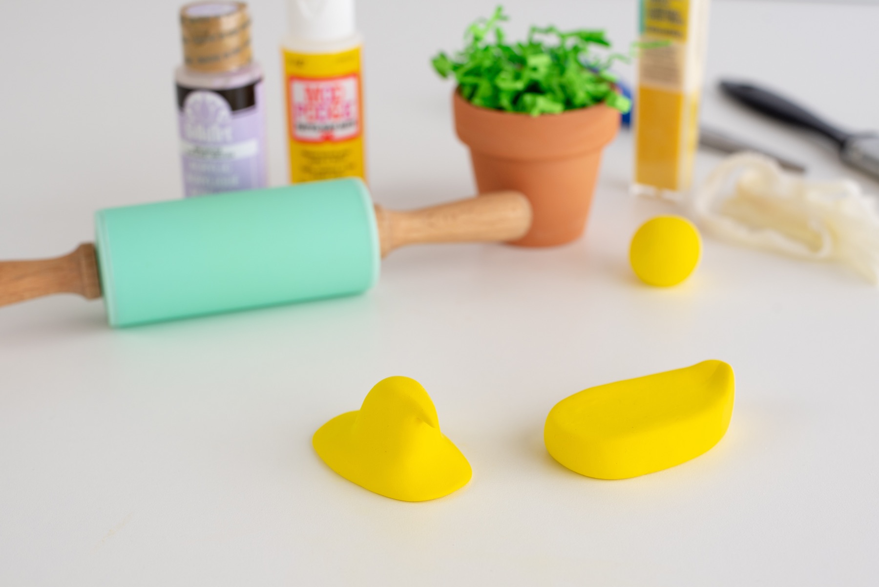 form the clay into an Easter candy marshmallow Peep