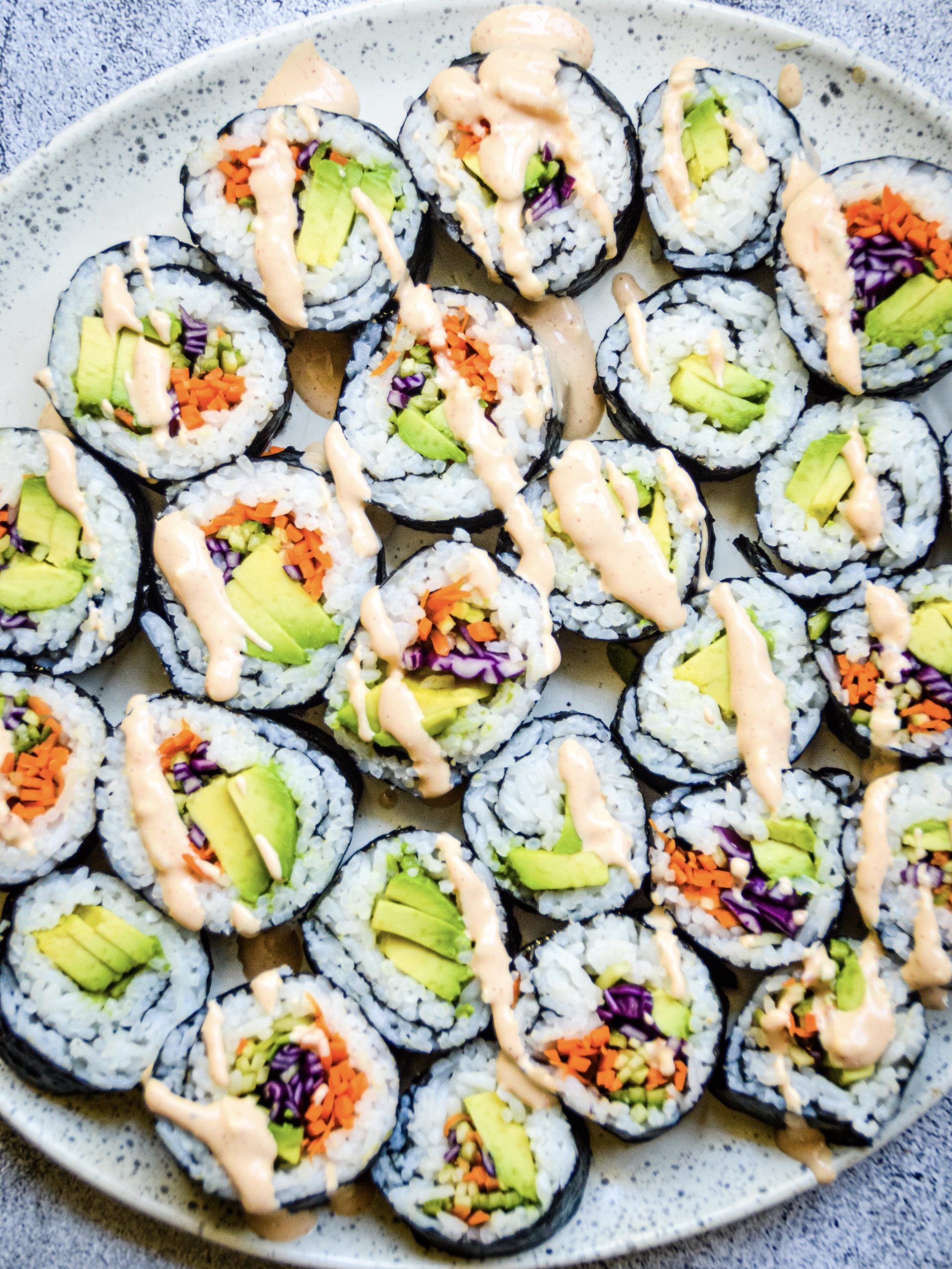 rainbow veggie sushi rolls