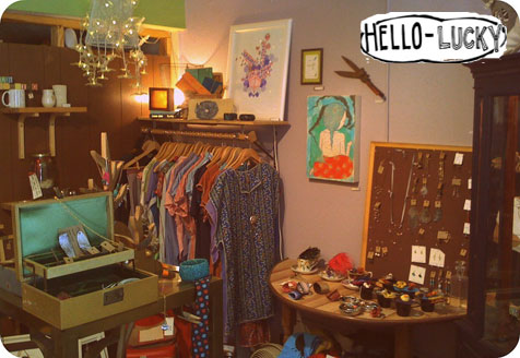 inside of hello lucky boutique in the heights handmade houston