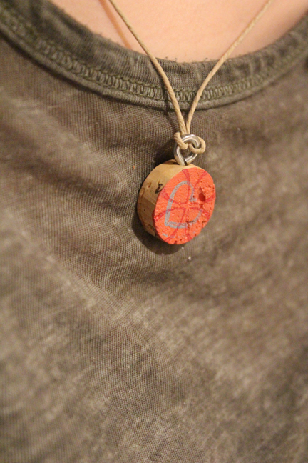 Wearing a handmade cork necklace | How to DIY Your Own Jewelry | Make your own necklace | From the Pop Shop America Blog