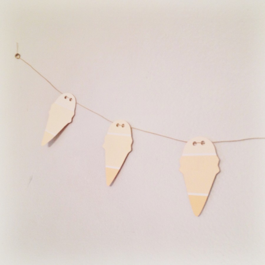 Ice Cream Cone Garland | How to Make an Ombre Garland with Paint Samples | Inexpensive Craft Ideas