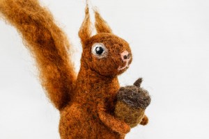 Once Again Sam Etsy Shop Felt Art Felted Squirrel with Acorn