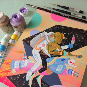 Kristen M. Liu in process Gouache Drawings Contemporary Art at Pop Shop America Design Shop