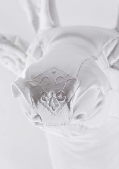 Detail of All White Fabric Deer Head | Beautiful Art of Deer by Lauren Porter UK