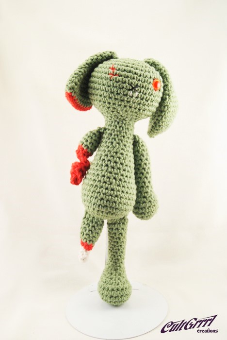 Legless Bunny Crochet Art by Cultgrrrl Creations Houston TX