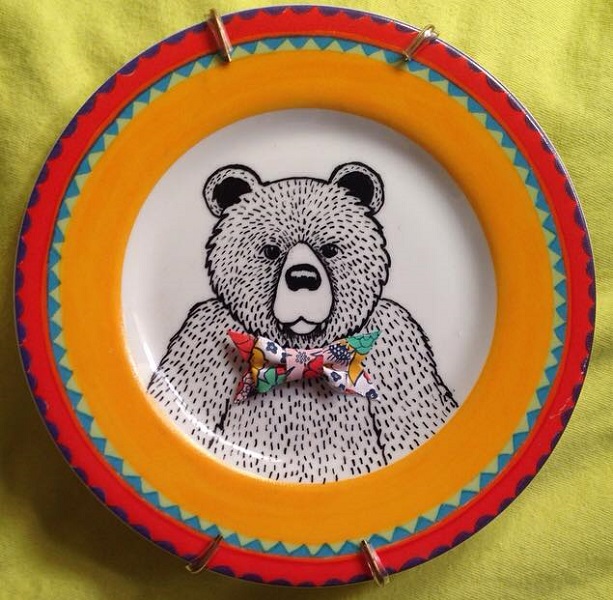 Kelly Kielsmeier Handmade Bear Ceramic Art Art on Plates Houston Handmade
