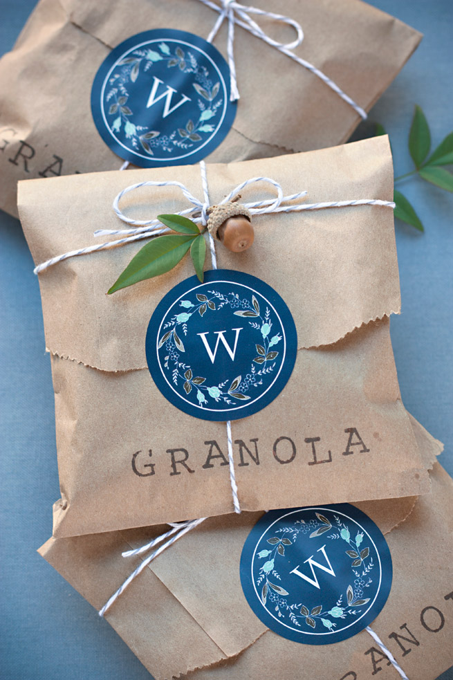 customized stamp and acorn granola bags diy gift ideas from pop shop america