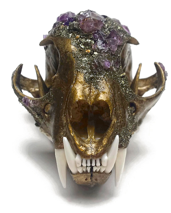 Kristin Jarvis Bronze Amethyst Crystalized Fairy Skull