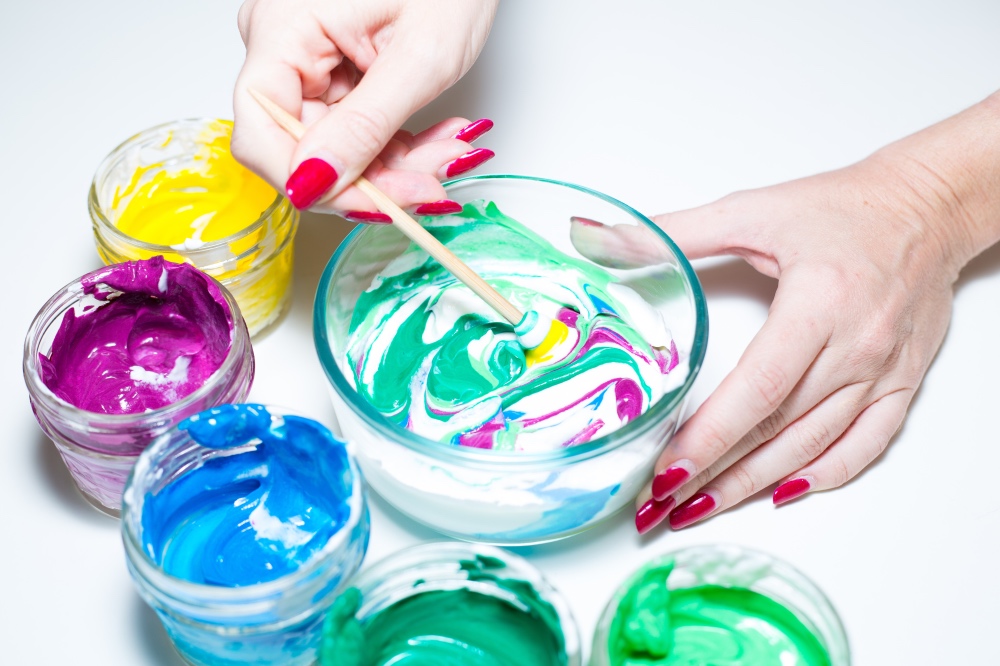 finish by swirling all the colors rainbow unicorn yogurt recipe by pop shop america