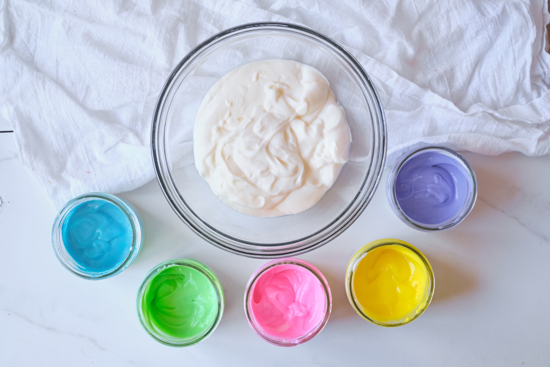 yogurt with pastel colors mixed in