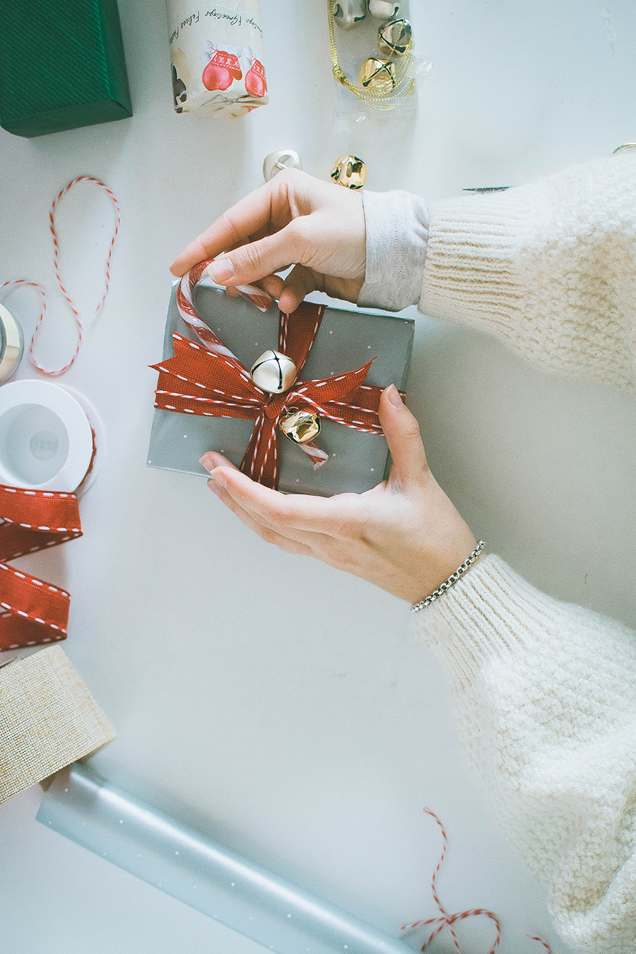 3 Last Minute DIY Gift Wrapping Ideas: Bells and Candy Cane