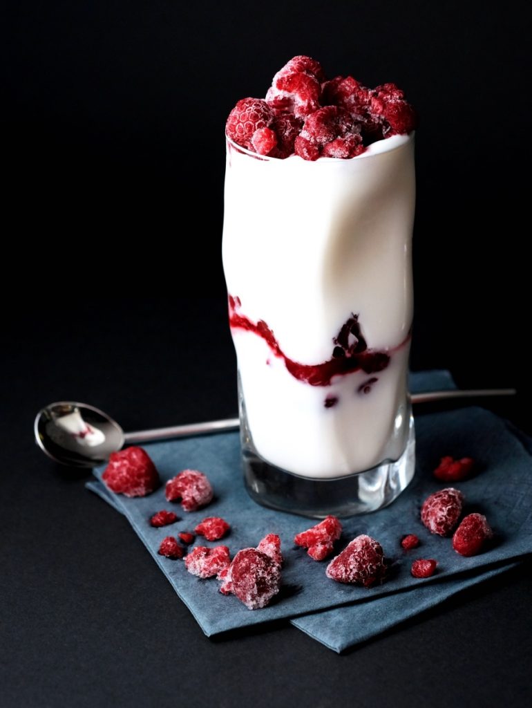 vegan raspberry and coconut milk ice cream partfait pop shop america