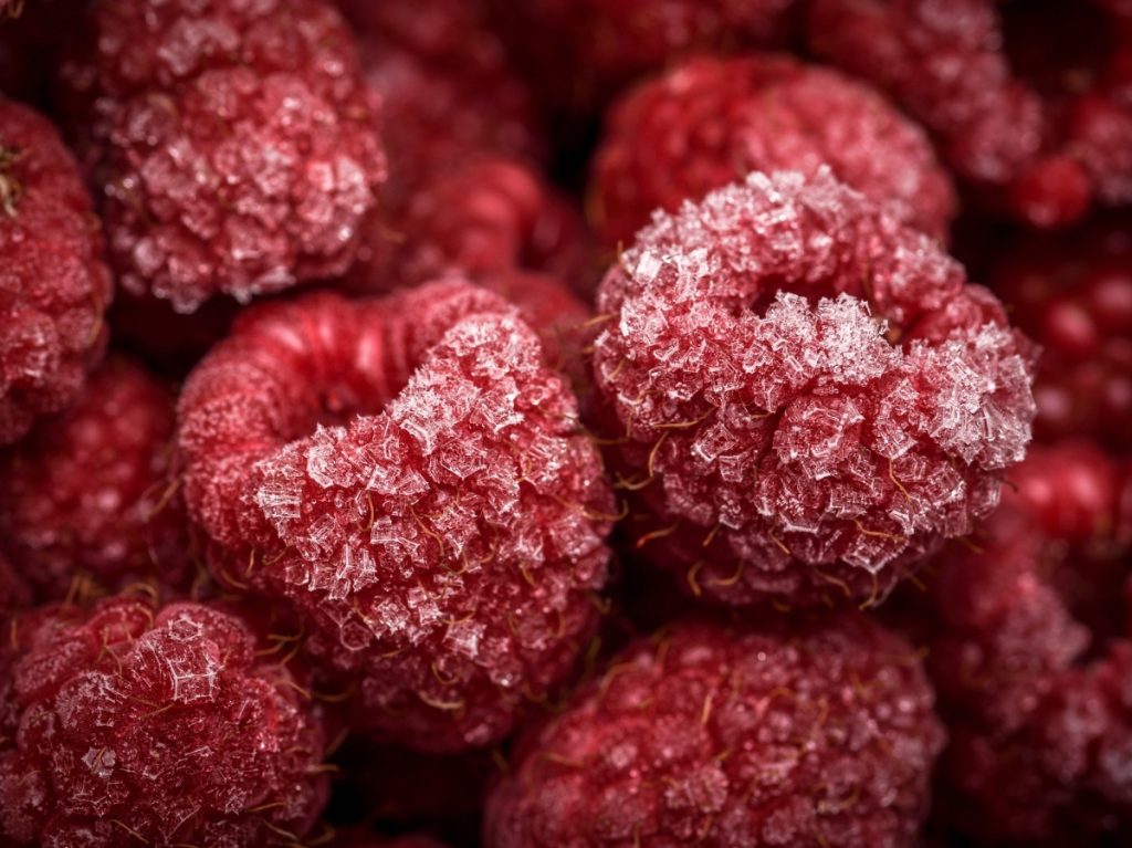 frozen raspberries for coconut ice cream parfait
