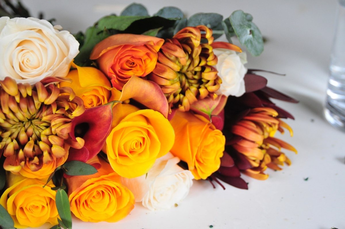 detail of fall flower bouquet by enjoy flowers pop shop america