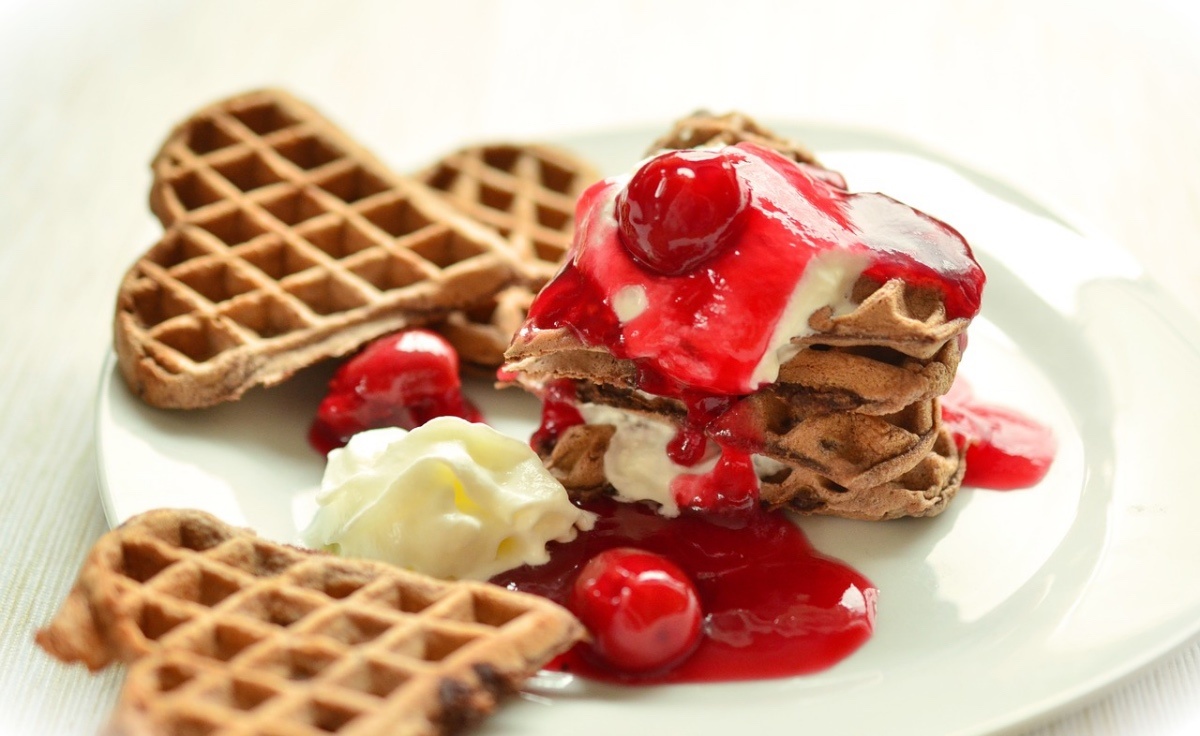 homemade cherry cheesecake waffles - breakfast recipes food blog