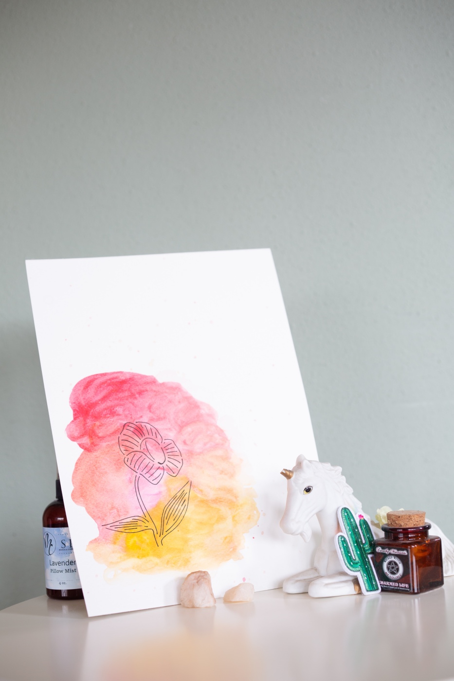 easy watercolor stencil painting tutorial on display
