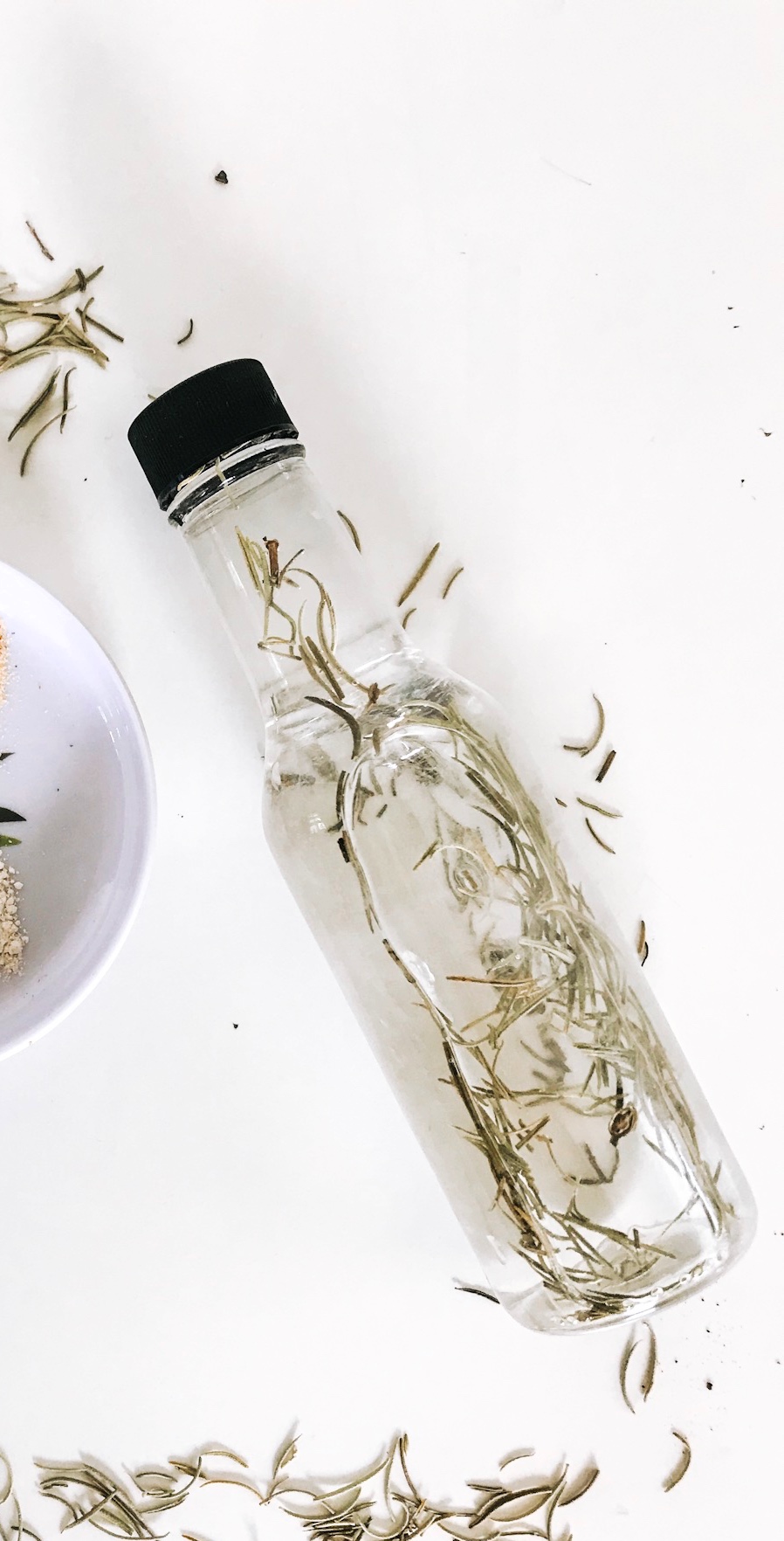 close up of the rosemary infused vinegar recipe