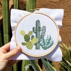 finished cactus desert embroidery kit pop shop america