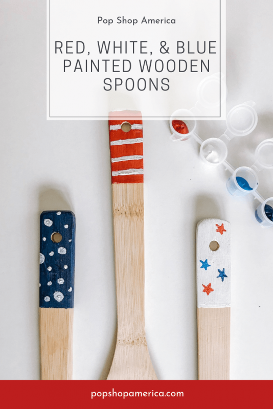 red, white, and blue painted wooden spoons pop shop america diy craft tutorial