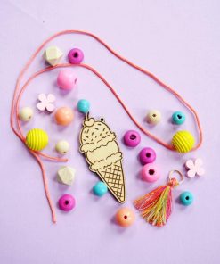 wood ice cream cone necklace jewelry supply set hazel and ollie diy kit