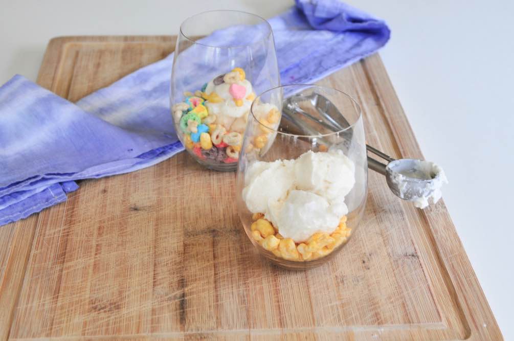 layer cereal and frozen yogurt breakfast cereal parfaits
