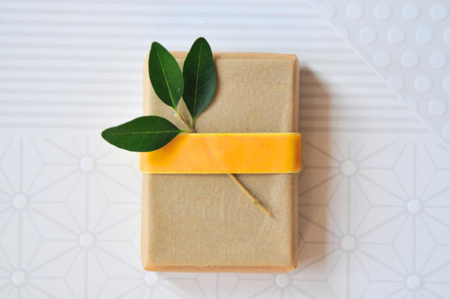 parchment and ribbon wrapped soap diy with leaves