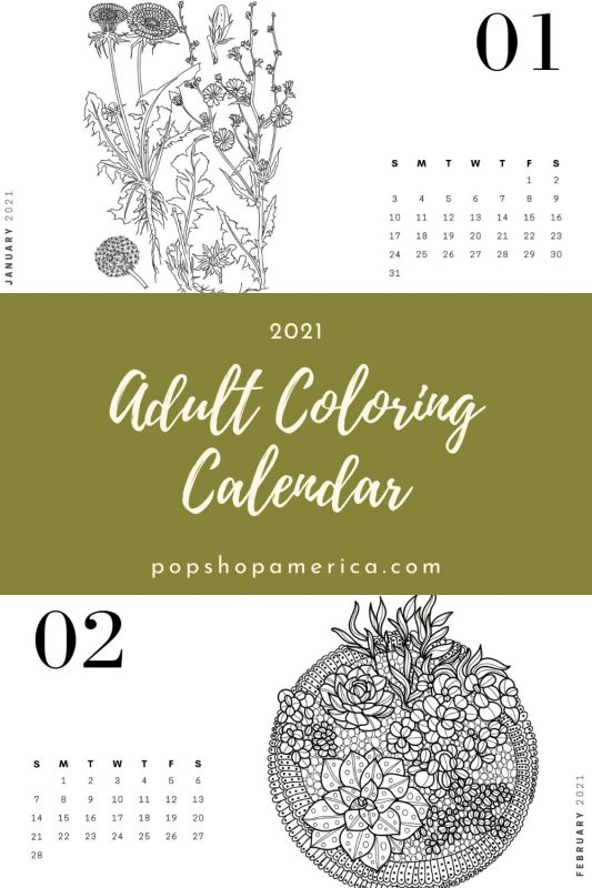 Free Adult Coloring Book Printable Calendar With Plants Free Adult Coloring Book Printable Calendar With Plants