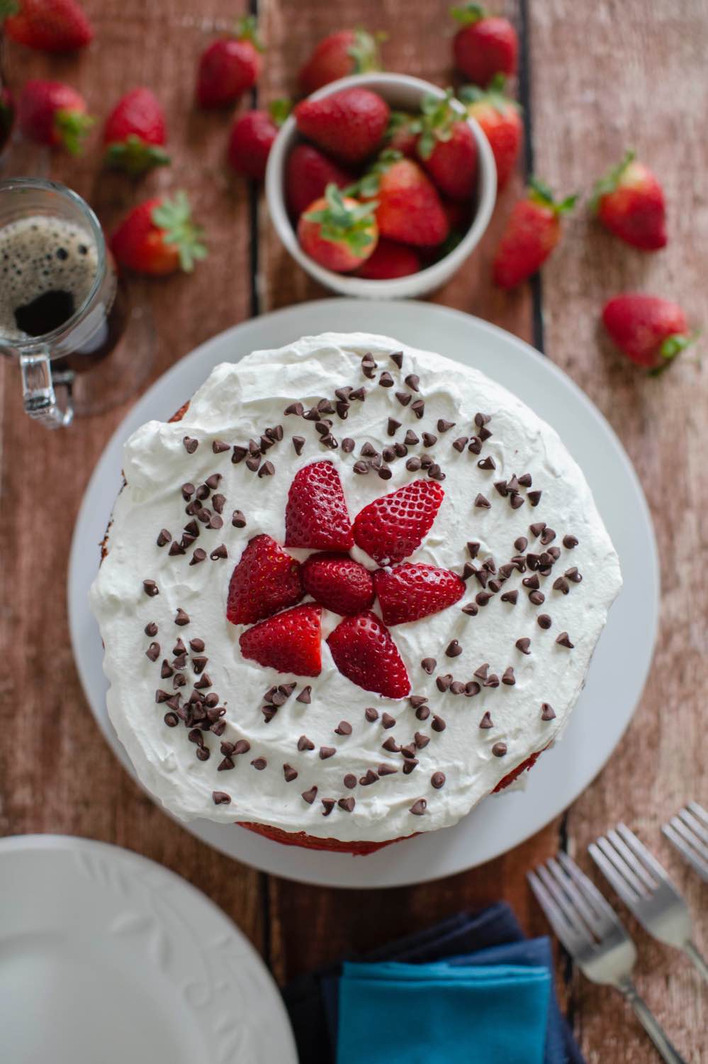 Pink Ombré Strawberry Cake with Whipped Cream Frosting