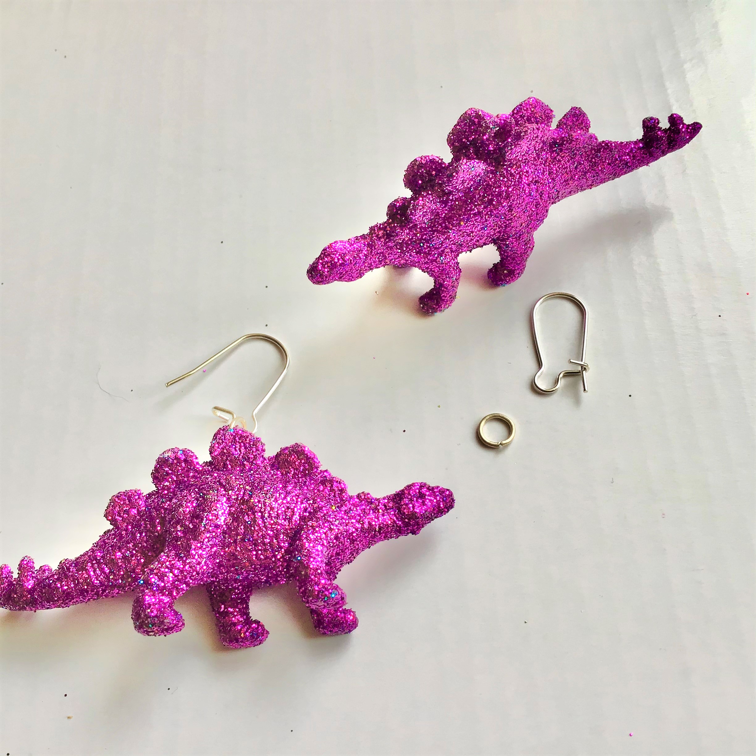 Glitter Dinosaur Earrings DIY - Step One Stegosaurus