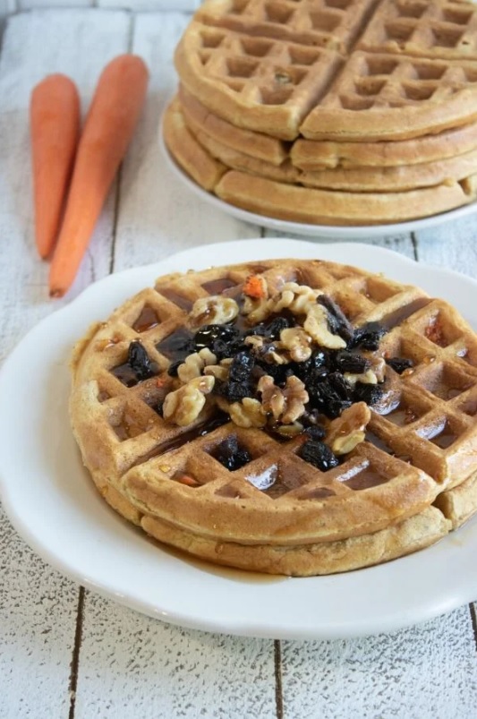 carrot cake waffles plated